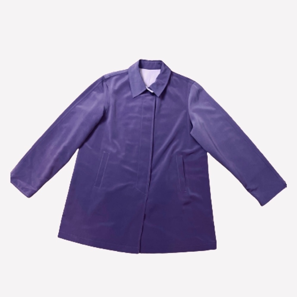 Fleet‎ Street Reversible Jacket Coat  Purple Silk Pockets Button Up Size Large - Picture 6 of 11